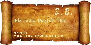 Décsey Boglárka névjegykártya